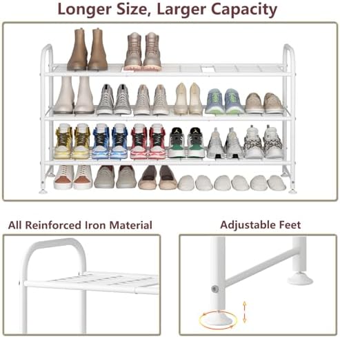 LINZINAR 3 Tier Long Shoe Rack for Closet Metal Shoe Organizer for Entryway - Image 5