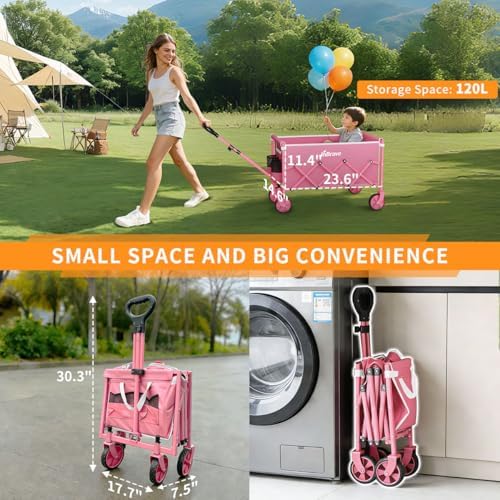 Collapsible Wagon Cart with All-Terrain Wheels, 380LBS Capacity - Image 2