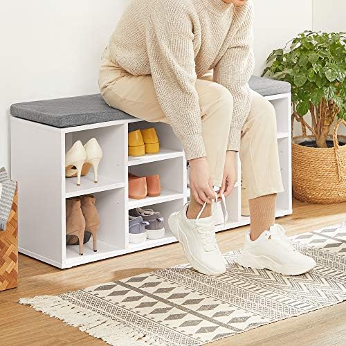 VASAGLE Shoe Bench with Cushion, 10 Compartments, 11.8 x 40.9 x 18.9 Inches - Image 6