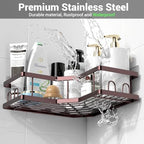 AKTECKE Corner Shower Caddy Organizer Shelf: Adhesive No Drilling Shower Rack Bathtub Shelves - 3Pack Rustproof Bathroom Shower Shelf - Image 5