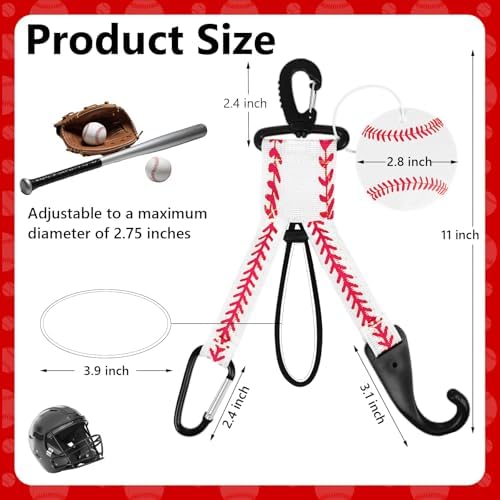 White Baseball Dugout Organizer Bat Rack Bag Hook for Fence Glove Clip Helmet Hanger Backpack Drinking Bottle Hook with Name Luggage Tag Baseball Team Gifts for Players Gear Coach Mom-2pcs - Image 4