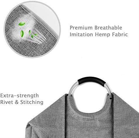 Large Laundry Basket, Laundry Hamper Bag with Handles, 90L Heather Grey - Image 3