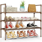 Kitsure Shoe Rack for Closet, Shoe Organizer, 27.6" Wide - 3 Tier, Brown | Shoe Storage for Closet, Entryway, Easy- Assembly& Space-Saving Shoe Shelf with Side Handle, Closet Organizer by Kitsure