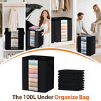 SpaceWhisper 8 Pack 100L Clothes Storage, Foldable Storage Bags, Black | Thick Fabric, Clear Window, with Reinforced Handle, for Clothing, Blanket, Comforters, Bedding Organizing - Image 6