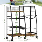 DAOUTIME Golf Bag Garage Storage Rack with Wheels, Organizer for Single Golf Bag and Equipment Accessories, Ideal for Home, Garage, Club, Shed, Basement - Sturdy Wood and Metal Construction (Black) - Image 6