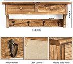 Emfogo Coat Hooks Mounted, Rustic Wood Coat Rack Mount Shelf with Hooks, Farmhouse Coat Rack with Shelf & Coat Hook for Entryway, Mudroom, Bedroom, Kitchen, Bathroom (Brown) - Image 6