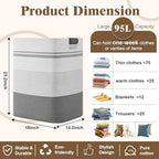 Laundry Hamper, 95L Tall Laundry Basket with Leather Handles, Rectangle Large Clothes Hamper for Organizing, Cotton Woven Laundry Baskets Storage Hampers for Bedroom, Nursery, Living Room - Image 3