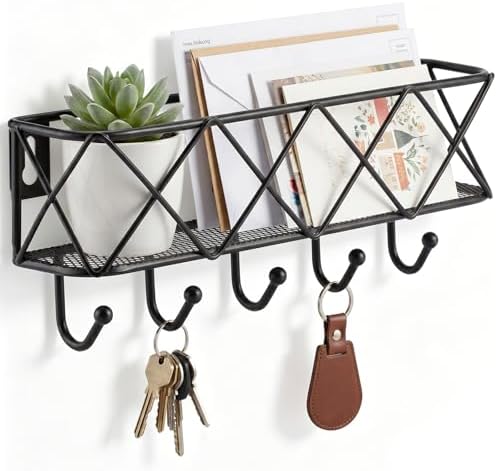 HappyHapi Key Holder Wall Mount, Metal Key Rack, 9.8”Lx2.1”Wx4.1”H by Happyhapi
