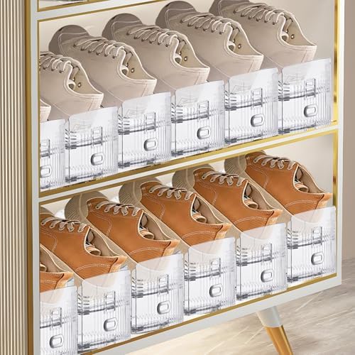 FENRUNXU Shoe Slots Organizer for Closet,24 Pack Shoe Stacker Shoe Rack Organizer for Closet Space Saver Storage Shoe Holder Organization(Transparent) - Image 5