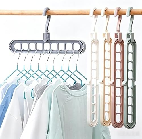 9 Space-Saving Hangers Heavy-Duty PP Plastic Tiered Hanger Organizer with Non-Slip Foldable Design, for Closet (Random, 5) by Unknown