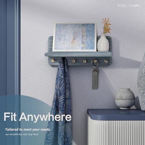 Rebee Vision Key Holder Wall Mount with Shelf for Home Decor, RoyalBlue - Image 5