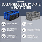 CleverMade Collapsible Utility Crates - Red 1pck 45L / 11 Gal holds 66 lbs - Stackable Containers Heavy Duty Capacity Crates Space-Saving Baskets - Image 3