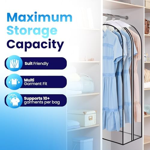 Handy Laundry Clear Garment Bags for Hanging Clothes, 50" Suit Bags, 1-Pack - Image 2