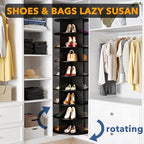 SpaceAid 8 Tier Rotating Shoe Rack Tower, Spinning Shoe Display Lazy Susan, Revolving 360 Shoe Rack Storage Round Carousel, Vertical Handbag Rotate Shoes Closet Organization (8-Tier Black) - Image 4