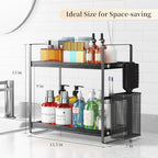LEMIKKLE Bathroom Organizer Countertop, Counter Organizer for Bathroom Decor, Wooden Sink Shelf for Vanity Storage, Makeup Tray for Perfume Skincare Bedroom Kitchen Corner (Black) - Image 3