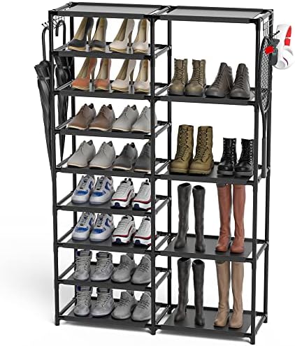 CSXGBAB 9-Tier Shoe Rack Organizer, Tall Garage Shoe Rack, Boot Rack, Black by CSXGBAB