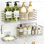 Yougai Shower Caddy, Shower Organizer with Soap Holder and Hooks, Rustproof Shower Shelves, No Drilling Bathroom Organizers and Storage, Wall-Mounted Kitchen & Home Decor (Silver) by Yougai
