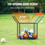 VEVOR Rolling Sports Ball Storage Cart, Lockable Basketball Cage with Double Lids, Sport Equipment Holder Organizer for Indoor Outdoor, Steel Storage Rack for Garages, Playgroup, Gym and Schools - Image 4