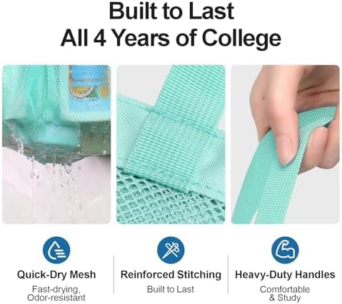 Mesh Shower Caddy Portable with Drawstring - 2-Handle Shower Bag for Dorm - Image 6