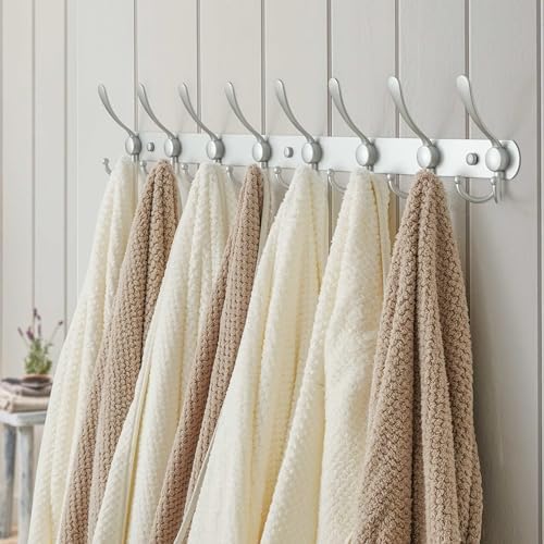 Dseap Coat Rack Wall Mount - 29.5” Long 8-Tri-Hooks Heavy Duty Coat Hanger Rail Wall Hooks for Hanging Coats Hats Clothing Clothes Purse Mudroom Entryway, Silver - Image 5