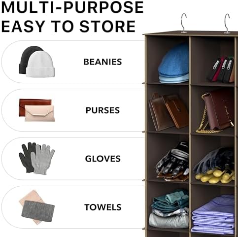 Simple Houseware 24 Section Shelves Hanging Shoes Organizer, Brown - Image 7