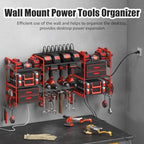 CCCEI Red Power Tool Organizer Wall Mount, Large Tools and Battery Storage Rack Charging Station Individual Switches. Drills Holder, Garage Utility Shelves with 6FT Power Strip. Gift for Men. - Image 3