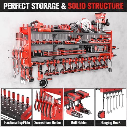 49.8" Power Tool Organizer Wall Mount,Holds 14 Cordless Drills - Image 3