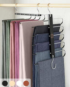 MORALVE Pants Hangers Space Saving - 4 Pack European Beechwood Scarf and Jean Hangers - Closet Organizer and Space Saver Pant Rack, Leggings Hanger, and Scarf Holder with 360° Swivel Hook by MORALVE