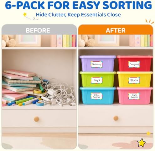 GAMENOTE 6 Quart Storage Bins with Lids, Macaron 6 Pack, Stackable Boxes - Image 7