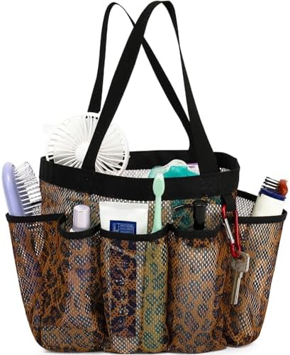 Fammart Mesh Shower Caddy Portable for College Dorm Room Essentials, 8-Pocket Large Shower Basket Tote Bag with 2 Handles for Toiletry, Bathroom, Beach, Camp, Gym by Fammart