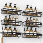 WOWBOX 6 Pack Adhesive Shower Caddies, No Drill Bathroom Shelves, Large by WOWBOX