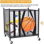 Snail Garage Sports Equipment Storage Organizer Sports Ball Storage Rolling Cart with Basket and Hooks Lockable Sports Ball Cage Storage Rack for Garages, Playgroup, Gym and Schools, Black - Image 4