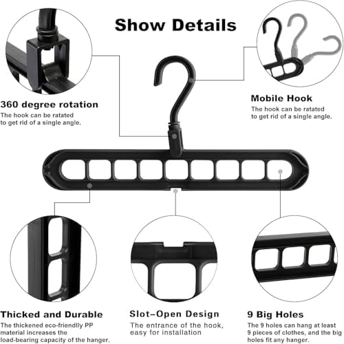 9 Space-Saving Hangers Heavy-Duty PP Plastic Tiered Hanger Organizer with Non-Slip Foldable Design, for Closet (Random, 5) - Image 4