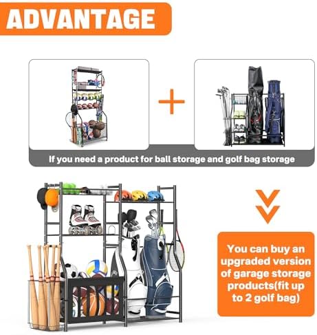 TORACK Golf Bags Stand with Ball Storage, Large Capacity Garage Sports Equipment Organizer - Image 6