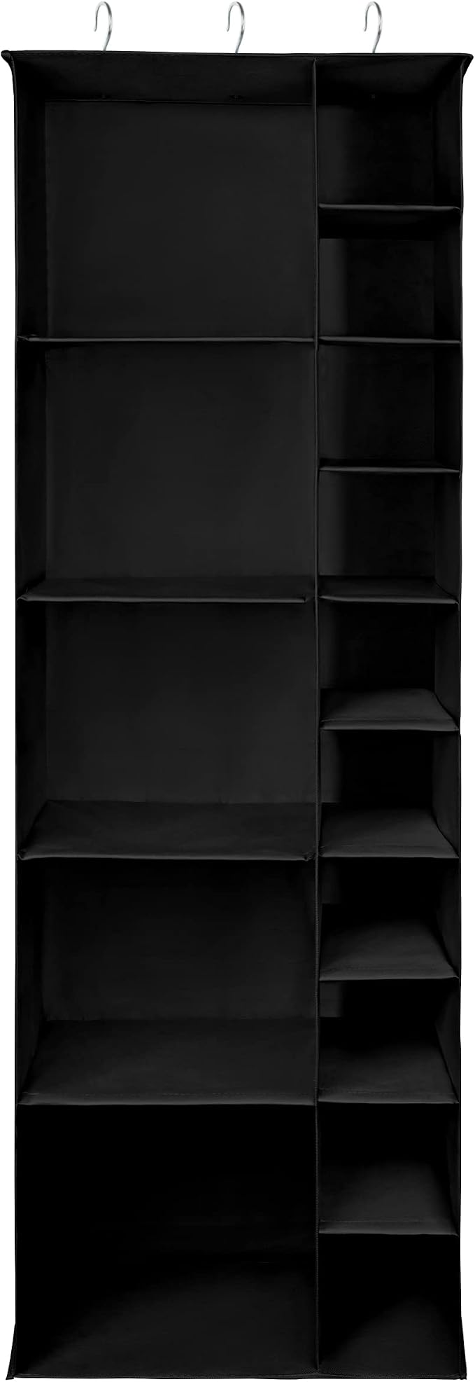 Libeder Shoe Organizer for Closet, 15 Shelf Hanging Closet Storage Shelves - 10 Shoe Rack Organizer and 5 Compartment for Clothes with 6 Side Mesh Pockets for Scarf, Socks,Gloves, Black - Image 3