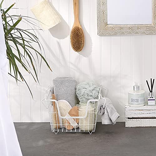 DII Metal Wire Utility Storage Bin, Medium, 11x11x8", White - Image 4
