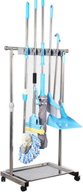 movable mop broom holder put wet mops floor standing cleaning tool rack stainless for schools, hospitals, factories, hotels, restaurant, etc. by QTJH