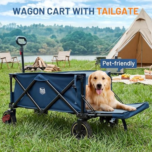 Timber Ridge 49" Extra Long Collapsible Folding Wagon with Tailgate&Brakes - Image 2