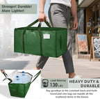 8 Pack-Extra Large Heavy Duty Moving Bags - Waterproof Storage Totes with Handles & Zippers, Foldable for College Dorm, Storage (olive green) - Image 3