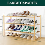 Smiry Bamboo Shoe Rack, 16 Vertical Slats, 3 Tier - 33.7" Wide, Natural - Image 2
