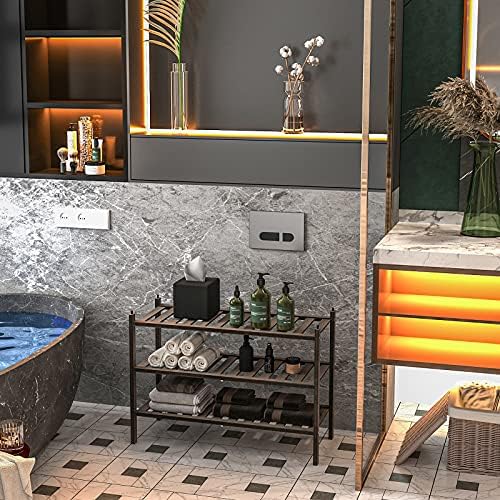 Dranixly Shoe Rack, 3-Tier Bamboo Stackable Shelf Storage Organizer, Stand for Closet, Entryway, Hallway, Bathroom and Living Room（Mocha） - Image 6