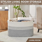 Laundry Hamper with Handles, 72L Rope Laundry Basket, Grey - Image 7