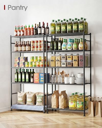 Sakugi Storage Shelves - 5 Tier Shelf Organizer, Heavy Duty Garage Shelving Unit with Leveling Feet, Stable Metal Shelves Organizer for Pantry, Kitchen and Closet, 33.0" W x 12.6" D x 72.0" H, Black - Image 2