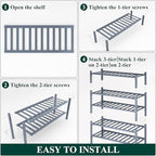 Smiry Bamboo Shoe Rack, 14 Vertical Slats, 5 Tier - 26.8" Wide, Grey - Image 5