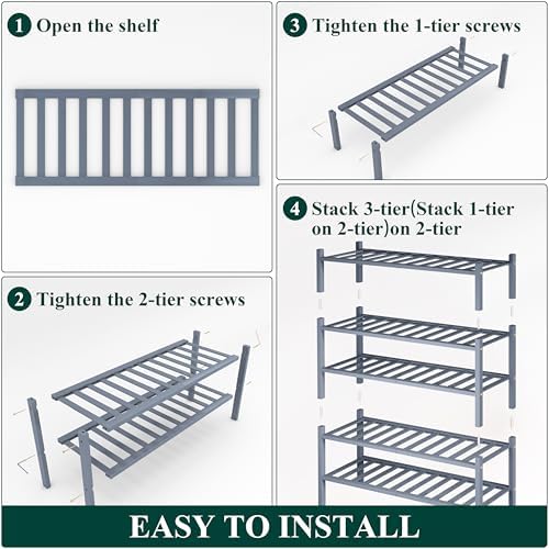 Smiry Bamboo Shoe Rack, 14 Vertical Slats, 5 Tier - 26.8" Wide, Grey - Image 5