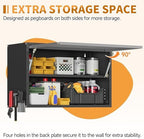 Metal Garage Wall Cabinet with Up-Flip Door, Float Tool Cabenit with Adjustable Shelf,Steel Wall-Mounted Storage Cabinet with Pegboard for Kitchen,Garage,Workshop,Warehouse(19.7"H,Black&Gray) - Image 3