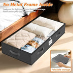 90L Under Bed Storage Containers, Storage Bags, Organizers, 8-Pack, Gray | Foldable, Soft Fabric, Closet Organizers, Reinforced Handle, Label Holder, Clear Window, for Comforters, Clothing, Blankets - Image 5