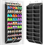 Yecaye 30 Pairs Over the Door Shoe Organizer, Large Capacity Hanging Shoe Rack for Door Hanger with Deep Pockets, Heavy Duty 10 Tier Shoe Holder for Sneakers Boots Heels College Dorm Essentials, Black by Yecaye