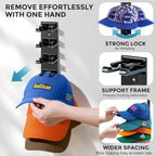 Hat Organizer for Baseball Caps, 2 Pack Hat Rack for Wall Closet Door Hold up to 16 Hats,Hat Holder with Adhesive and 8 Screws, Hat Hanger Cap Holder Hat Hangers for Wall Closet Door Bedroom(A-Black) - Image 2