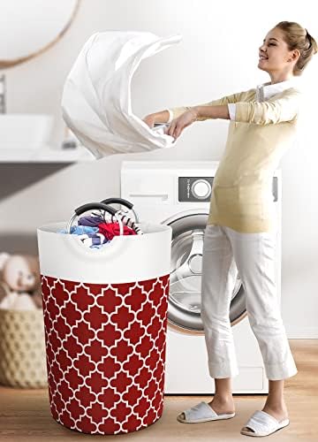 Fabspace Large Laundry Basket Laundry Hamper Bag Washing Bin Clothes Bag Collapsible Tall with Handles Waterproof Travel Bathroom College Essentials Storage for College Dorm, Family, 115L (Red) - Image 6
